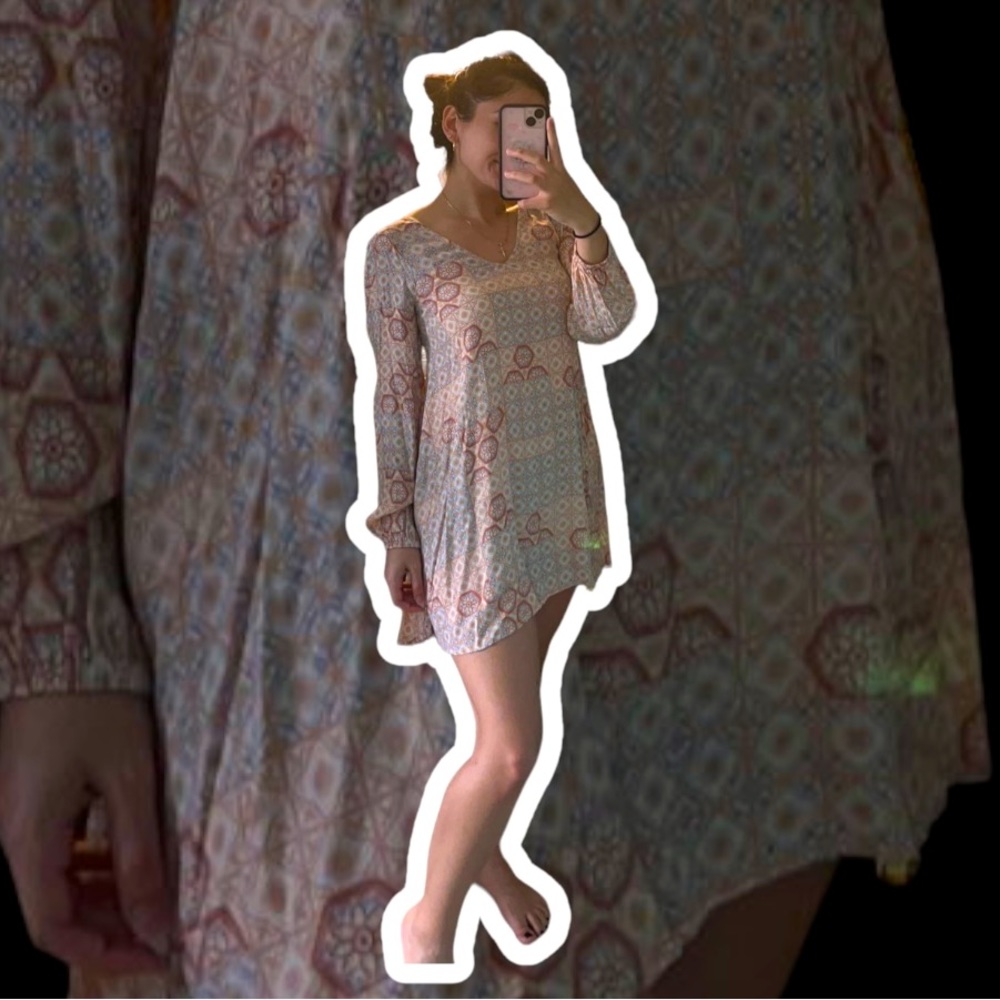 Charlotte Russe Peach Long Sleeve Mini Dress